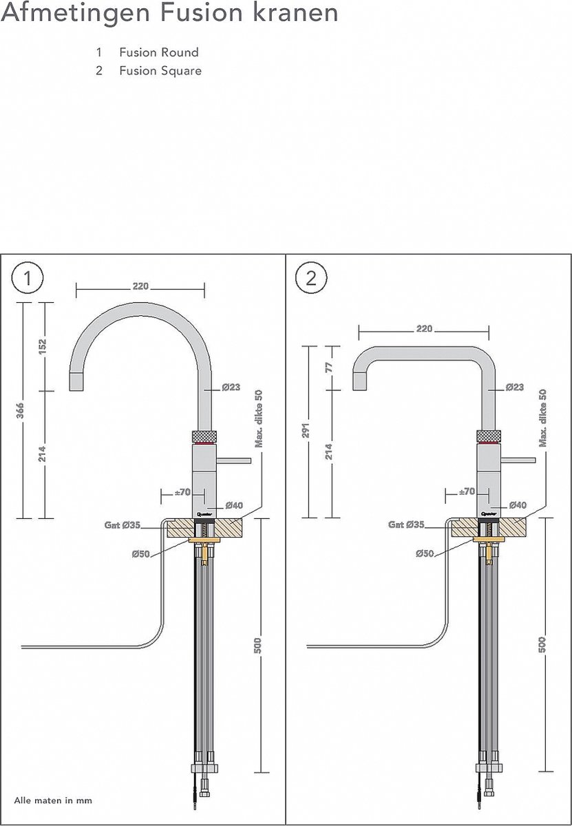 Quooker Fusion Square: Kokendwaterkraan met 7L Combi+ Boiler thumbnail 3