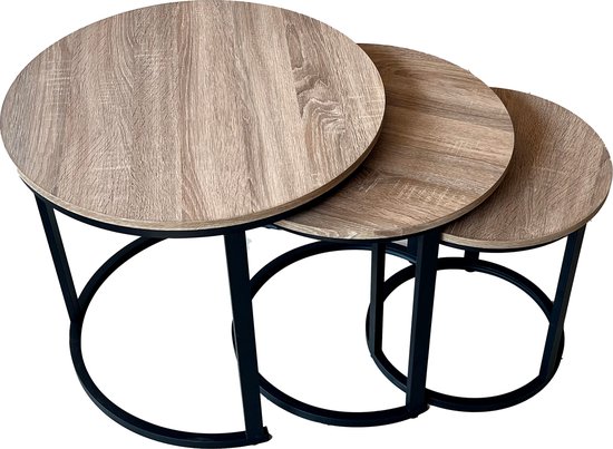 Bayt Salontafel set - Ronde Salon tafel - Set 3 stuks - Bijzettafel | bol