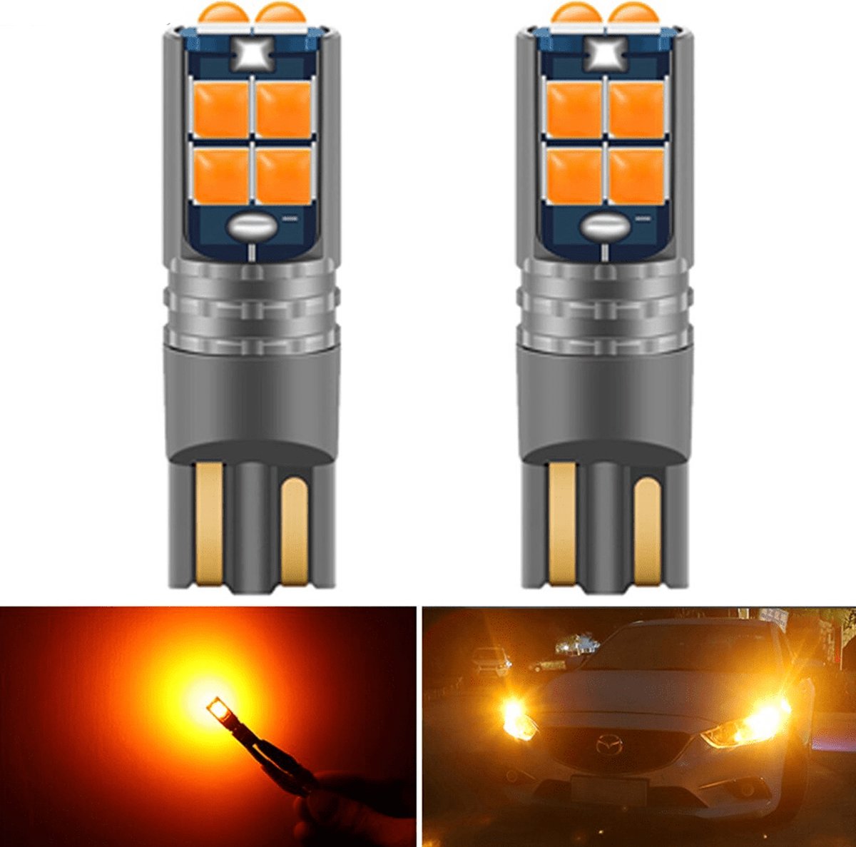 VCTparts® High Power led T10 Oranje - W5W Verlichting (set) [Stadsverlichting - Parkeerverlichting - Kentekenverlichting - Interieurverlichting]
