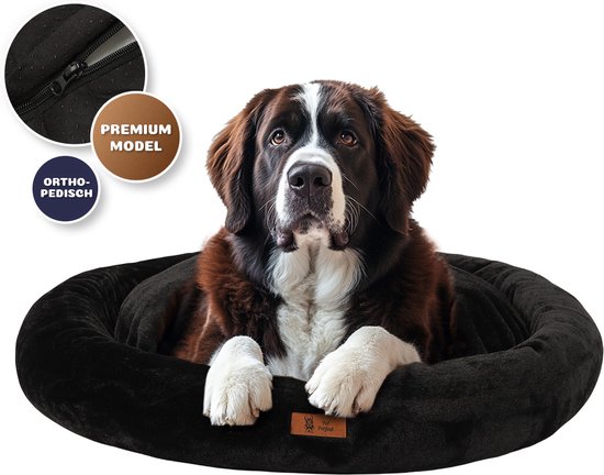 Pet Perfect Orthopedische Donut Hondenmand 120 cm – Hondenkussen – Luxe Hondenbed – Wasbaar – extra gevuld - Zwart