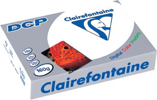 Doos Clairefontaine DCP digitaal kleurenpapier 160g, met afbeelding van een oranje vis.