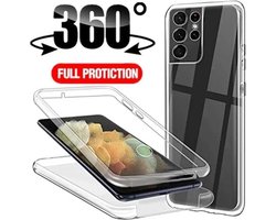 360° Graden Voor en Achter Bescherming Hoesje - Geschikt voor Samsung Galaxy S24 / S25 - Dun en Licht - Transparant