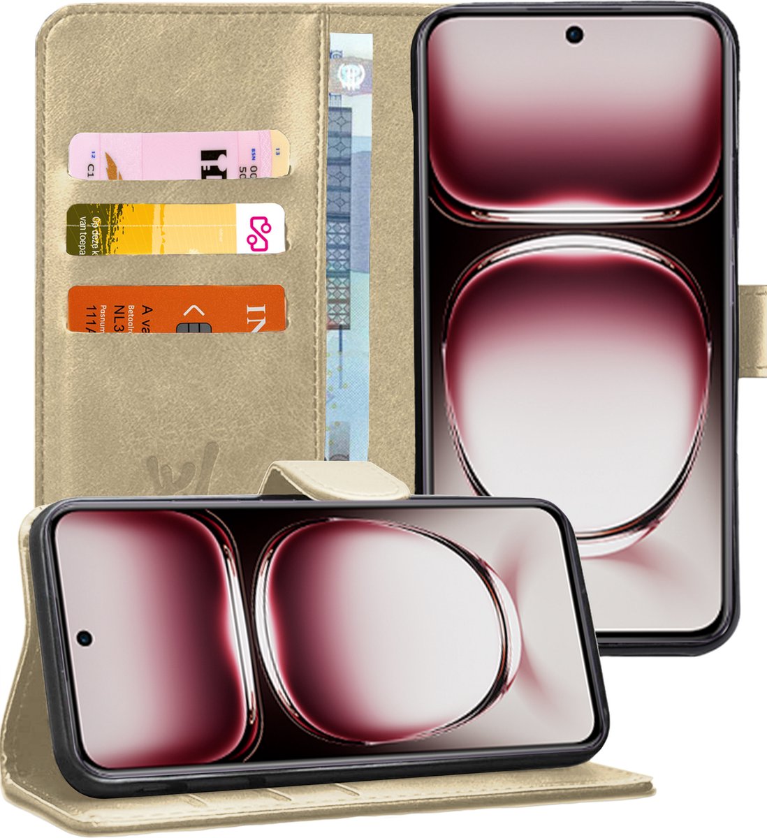 Hoesje geschikt voor Oppo Reno 12 - Portemonnee Book Case Goud