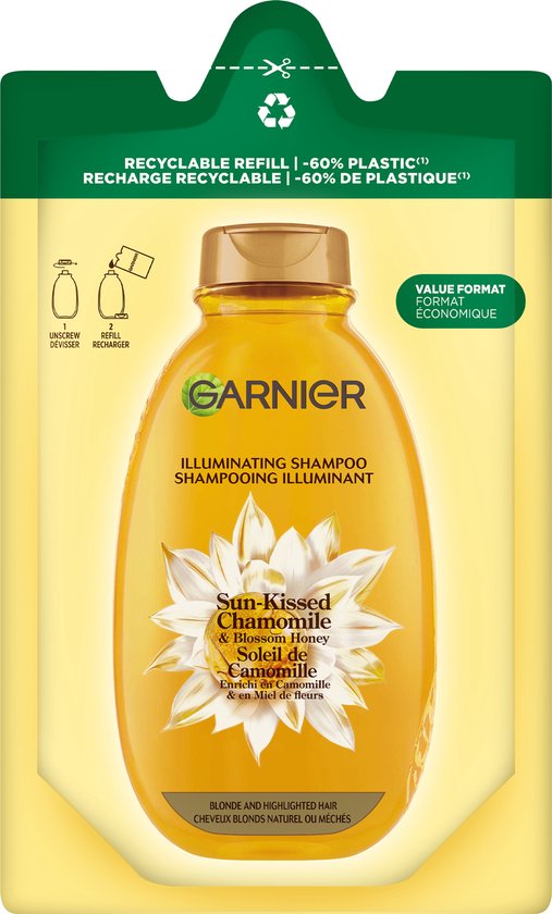 Garnier Loving Blends Kamille & Bloemenhoning Shampoo Refill - Blond Haar & Highlights - Verhelderend & Glansgevend - Hervulbaar - Navul verpakking- 250ml