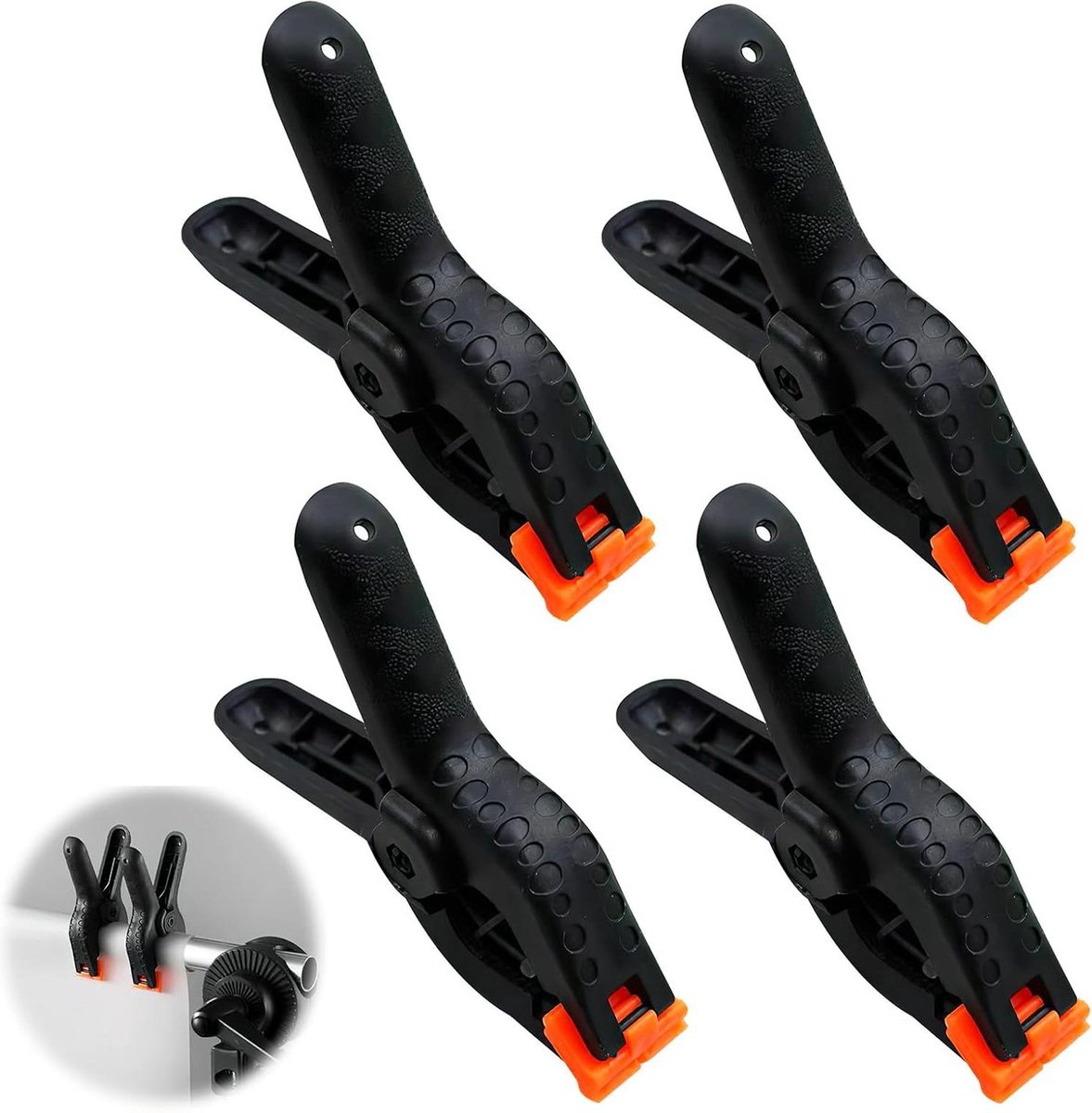 Veerklemmen met hoge spankracht - set van 4, veelzijdig gebruik, zwart .