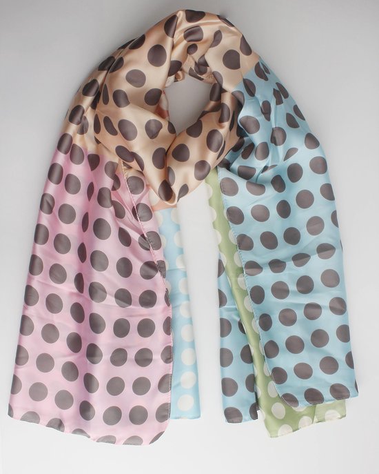 Sose scarf- Accessories Junkie Amsterdam- Lange sjaal- Paiseley- Viscose zijde- Lente zomer- Cosy chic- Fantasie print- blauw groen roze peach