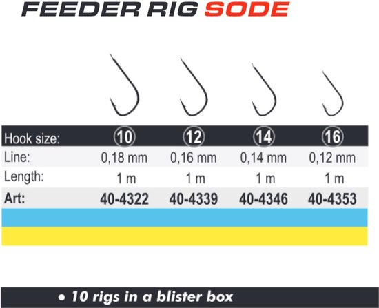 Feeder Rigs 'SODE' - Haakmaat #14 - 0.14mm - 1m - 10 stuks - Feeder Onderlijnen - Witvis Onderlijn van Frenzee — afbeelding 2