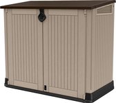 DailySupplies® Tuinkast - Tuinkist - Tuinkasten voor Buiten - Tuinberging - Kunststof - 75x130x110cm - Beige met Donkerbruin