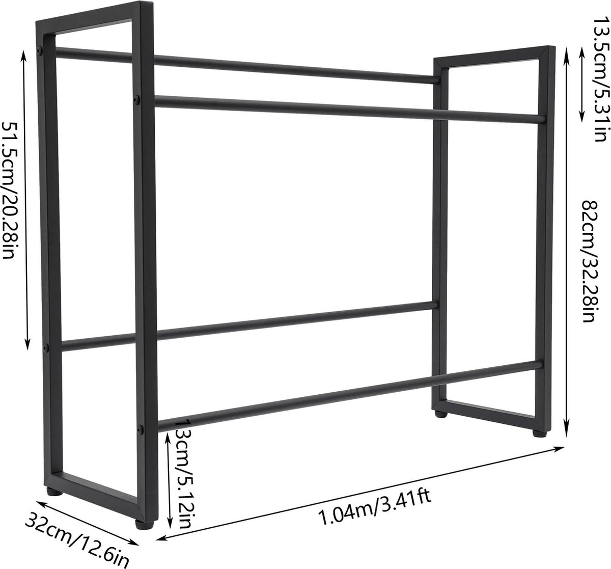 Buylin Krattenrek 2 laags - Drankrek - Drankkrattenrek - Krattenrek 5 kratten - Stellingrek - Kistenrek - Metaal - Vrijstaand - 2 Laags - 104x32x82cm