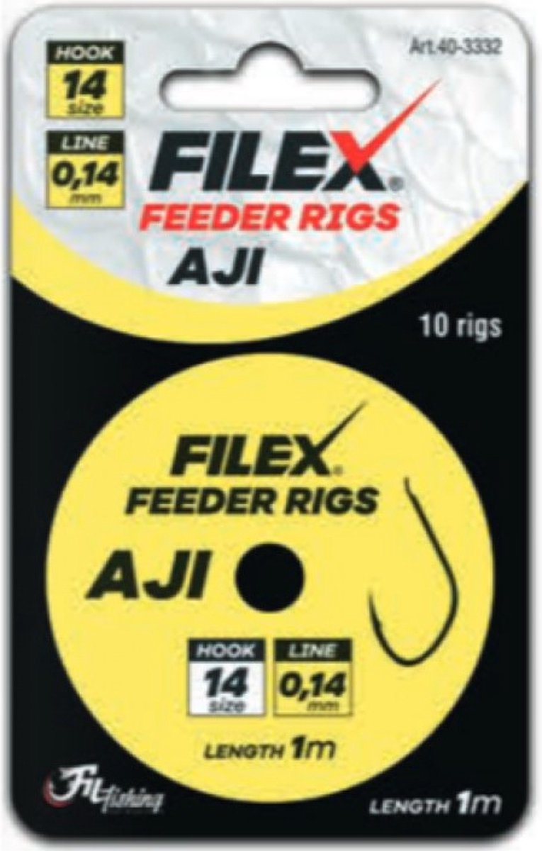 Feeder Rigs 'AJI' - Haakmaat #14 - 0.14mm - 1m - 10 stuks - Feeder Onderlijnen - Witvis Onderlijn