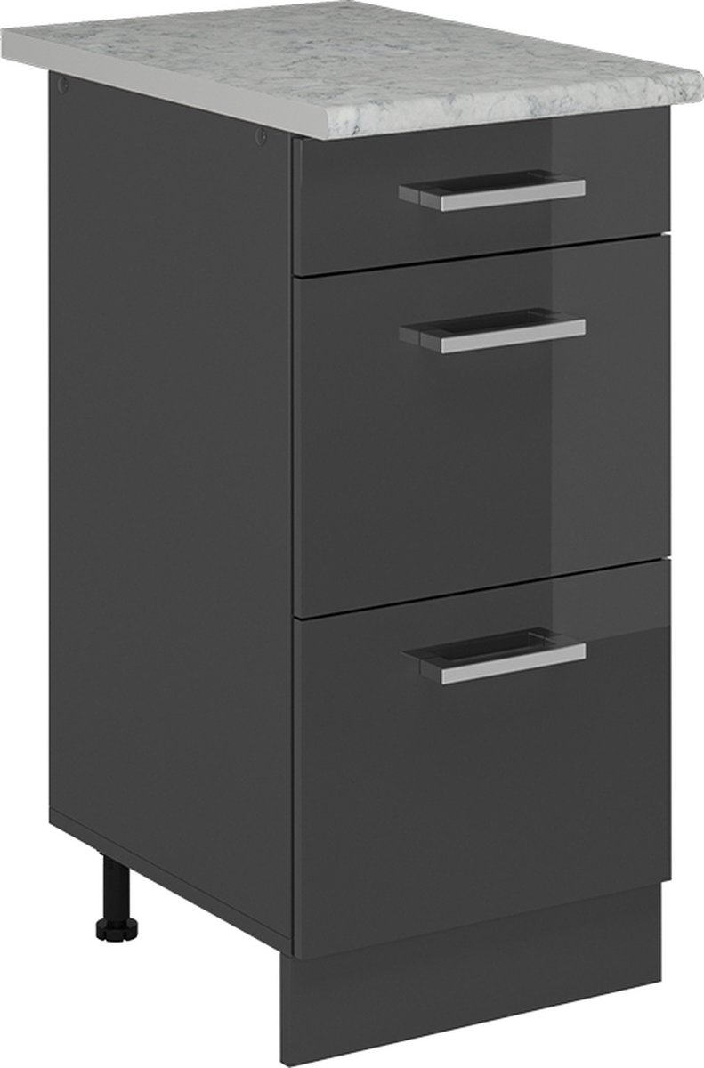 Vicco R-Line Keukenonderkast – 40 cm WB Marmer Antraciet Hoogglans Antraciet Hoogglans/Antraciet