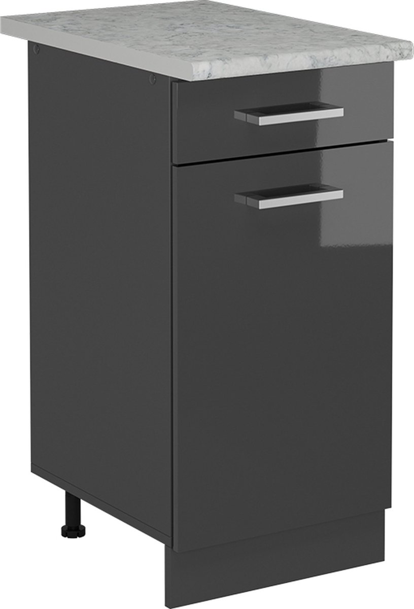 Vicco R-Line Keukenonderkast – 40 cm WB Marmer Antraciet Hoogglans Antraciet Hoogglans/Antraciet