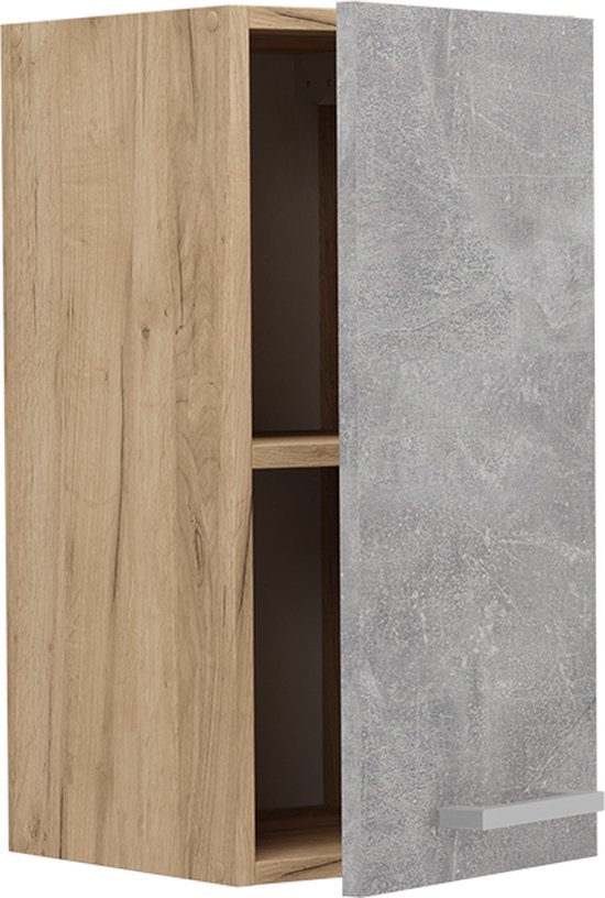 Vicco - Keukenkast R-line - Rood, Antraciet - Eiken Werkblad 30 X 81,6 X 60 Cm