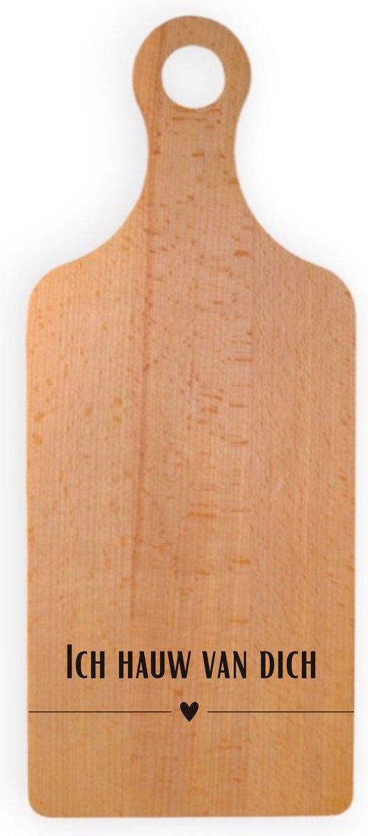 ICH HAUW VAN DICH (LIMBURG) - JM Woods Borrelplank - 34 x 14 - Serveerplank - Hapjesplank - Kaasplank - Ik hâld fan dy - Valentijnsdag - Cadeau tip!