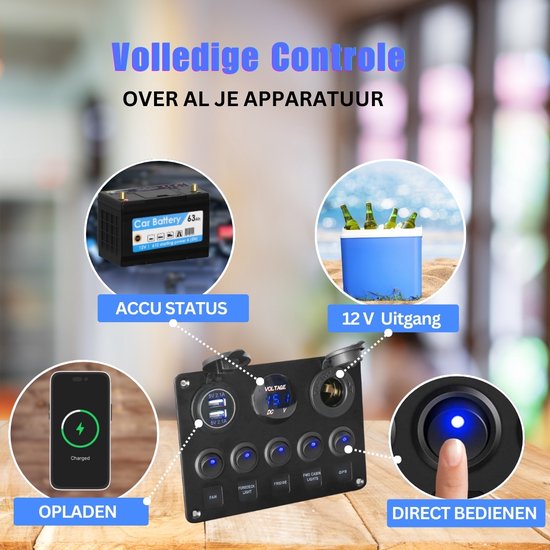 ELING 8 Gang LED Boot Tuimelschakelaar Panel Auto