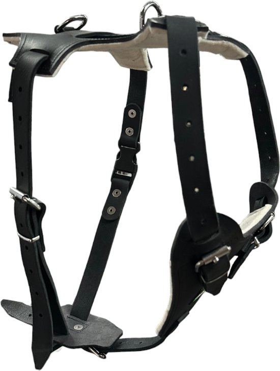 K9 World, Leder Y-borsttuig / harnas, zwart leder, verstelbaar