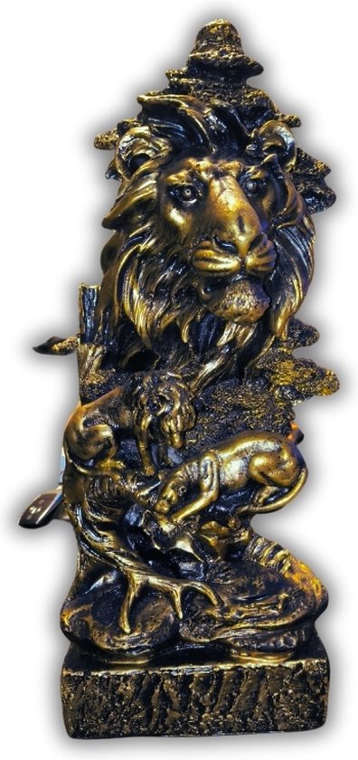 3-Kleuren Creatieve Gouden Kroon Leeuw Leeuw Standbeeld, Moderne Hars