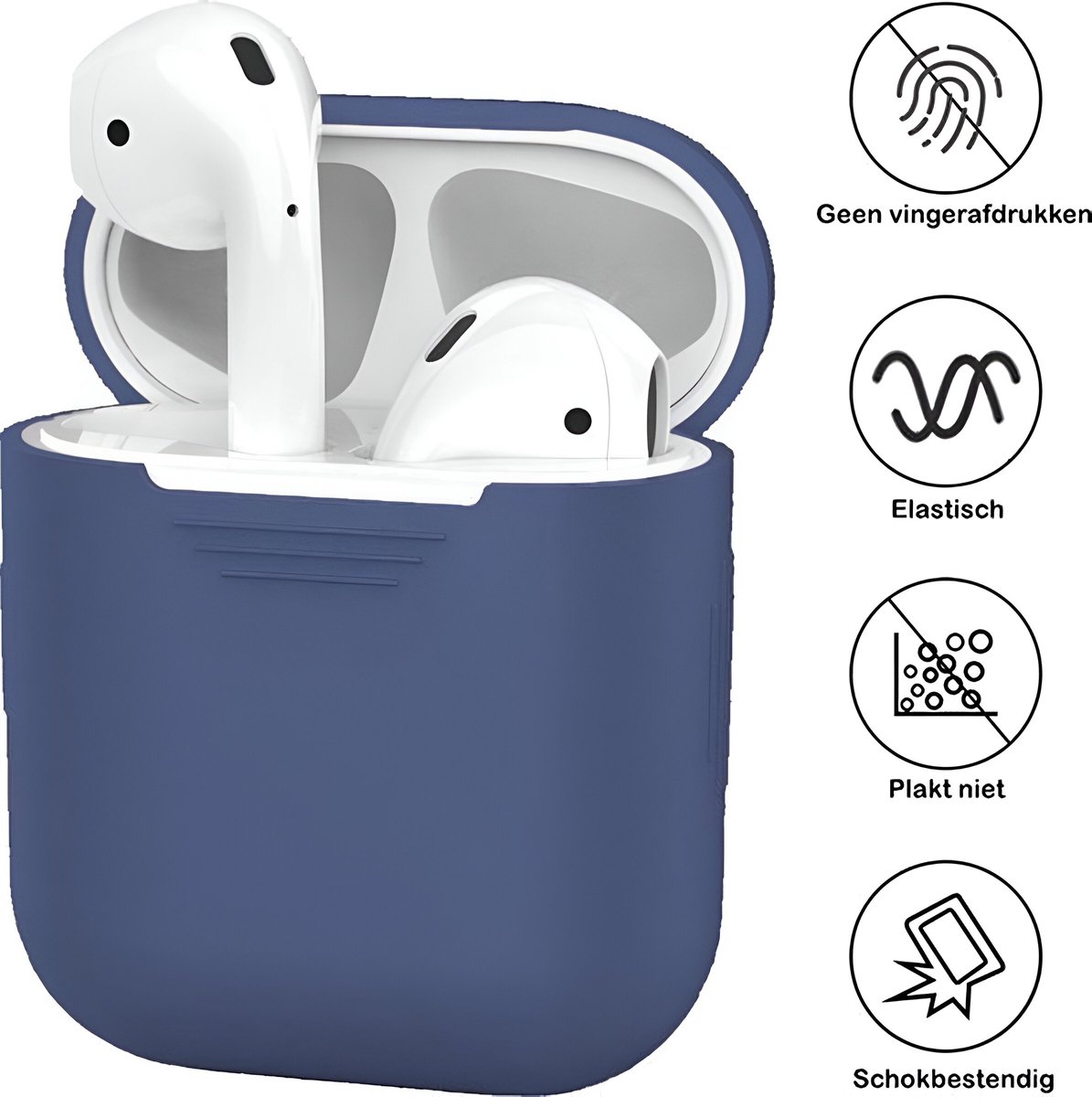 AirPods 2 hoesje siliconen case soepel beschermhoes AirPods 1 cover schokbestendig draadloos opladen royal blue - Afbeelding 2