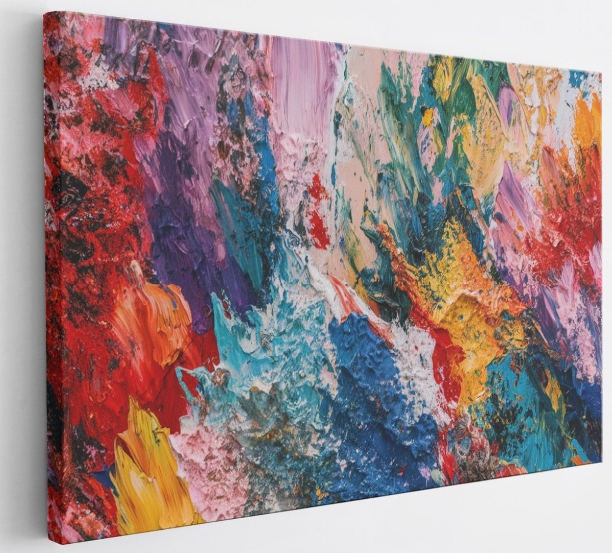 Saammp Canvas Schilderij - Explosie van kleuren - Abstract - 30x20 - Foto op canvas - Wanddecoratie - Muurdecoratie Woonkamer - Slaapkamer decoratie - Canvas Print Multicolor