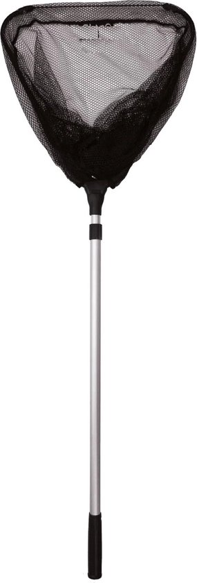 Zwart inklapbaar schepnet met een aluminium telescoopsteel van 140 cm.
