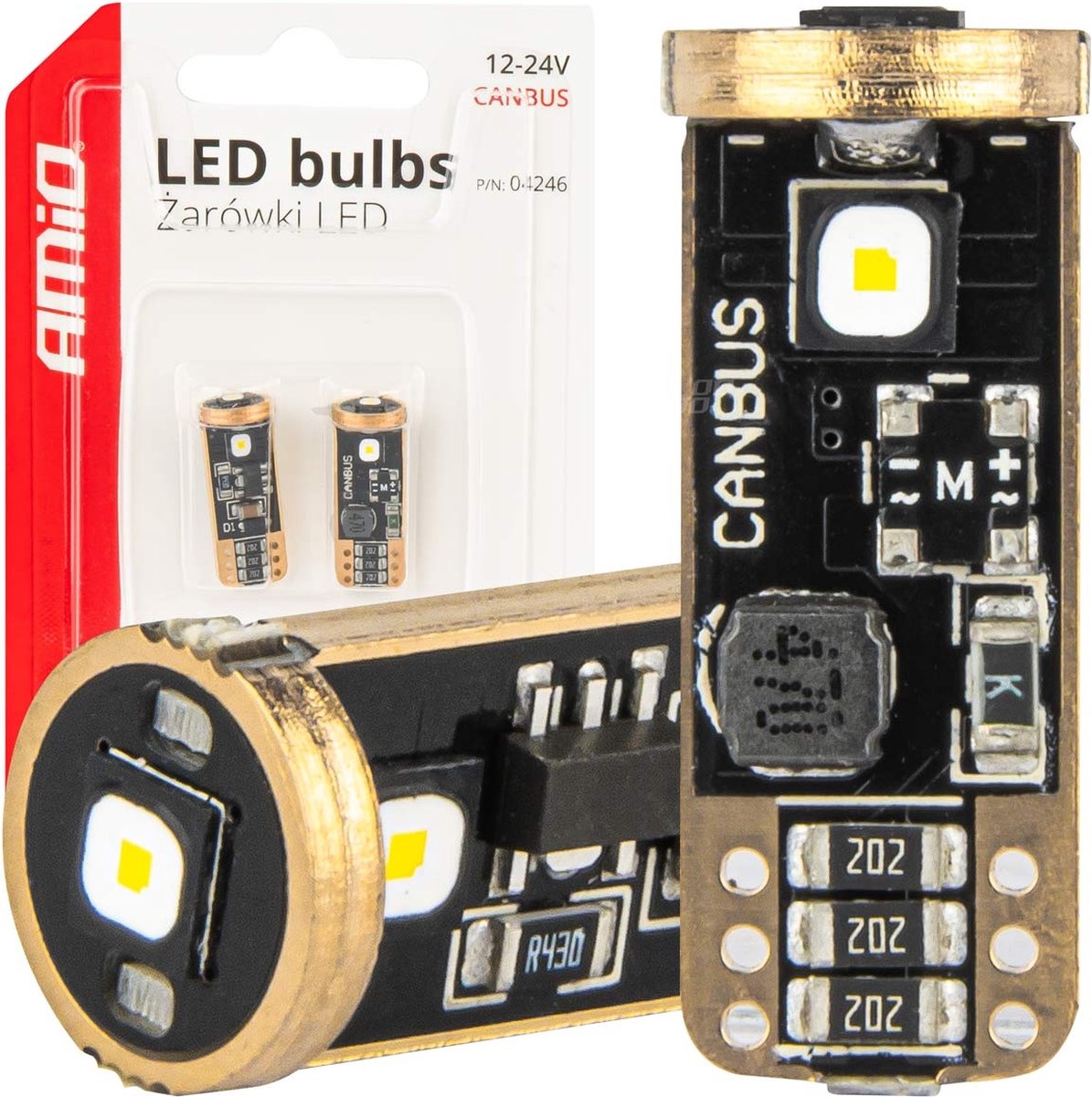 AMiO LED CANBUS-lampen T10 W5W 3SMD 3838 Wit 12V/24V