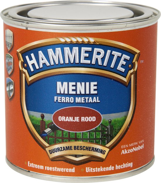 Hammerite menie oranje rood metaal, duurzame bescherming, extreem roestwerend.