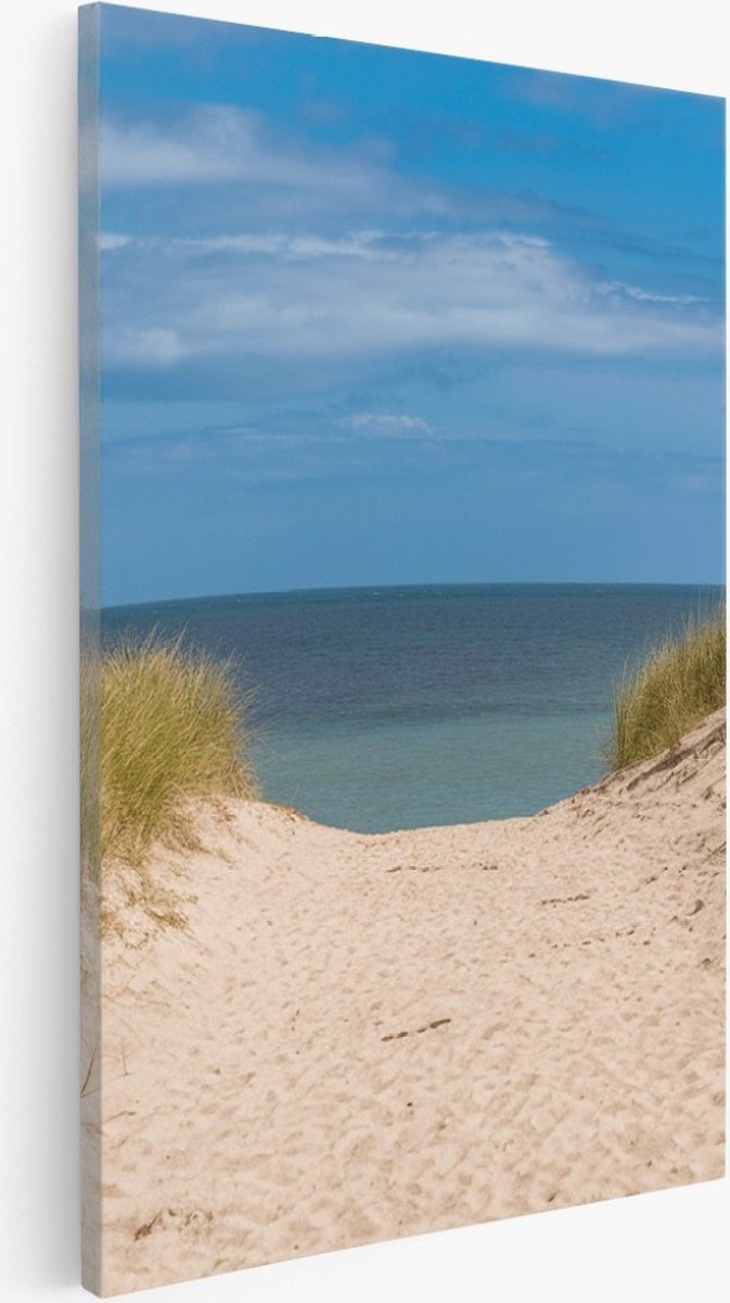 Saammp Canvas Schilderij - Strand En Zee - Pad Vanuit de duinen - 50x70 - Foto op canvas - Wanddecoratie - muurdecoratie Woonkamer - Slaapkamer decoratie - Canvas Print Multicolor