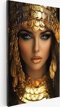 Saammp - Peinture sur toile - Femme arabe - Yeux verts - Or - Abstrait - 60x90 - Photo sur toile - Décoration murale - Décoration murale Salon - Décoration chambre - Impression sur toile