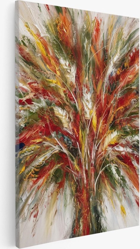 Saammp Canvas Schilderij - Kleurrijke Boom - Abstract - Bloemen - 50x70 - Foto op canvas - Wanddecoratie - Muurdecoratie Woonkamer - Kantoor Decoratie