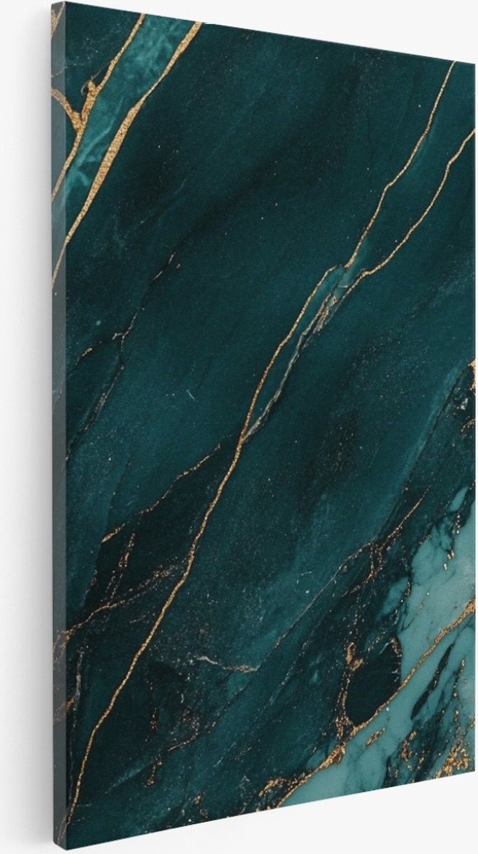 Saammp Canvas Schilderij - Turqoise marmer - Abstract - 50x70 - Foto op canvas - Wanddecoratie - Muurdecoratie Woonkamer - Slaapkamer decoratie - Canvas Print Multicolor