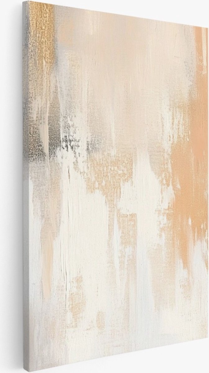 Saammp Canvas Schilderij - Beige strepen - minimalistische kunst - Abstracte - 50x70 - Foto op canvas - Wanddecoratie - Muurdecoratie Woonkamer - Kantoor Decoratie Multicolor