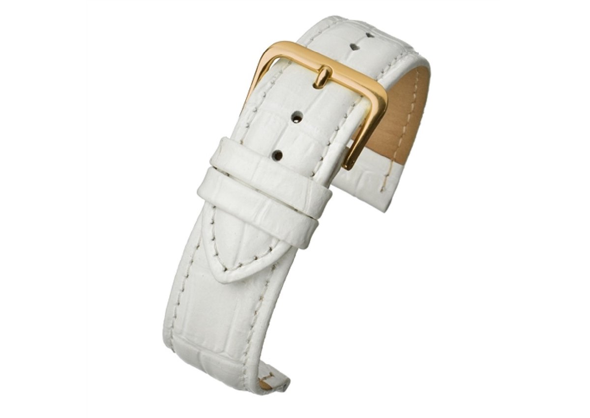 Horlogeband-horlogebandje-12mm-echt leer-lbs-wit-gevuld-croco-zacht-goudkleurige gesp-leer-12 mm