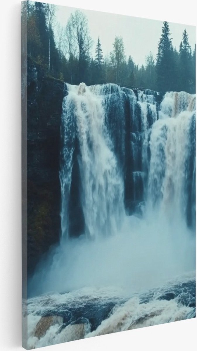 Saammp Canvas Schilderij - Natuur - Waterval - Rotsen - Ijsland - landschap - 40x50 - Foto op canvas - Wanddecoratie - Muurdecoratie Woonkamer - Slaapkamer decoratie - Canvas Print Multicolor