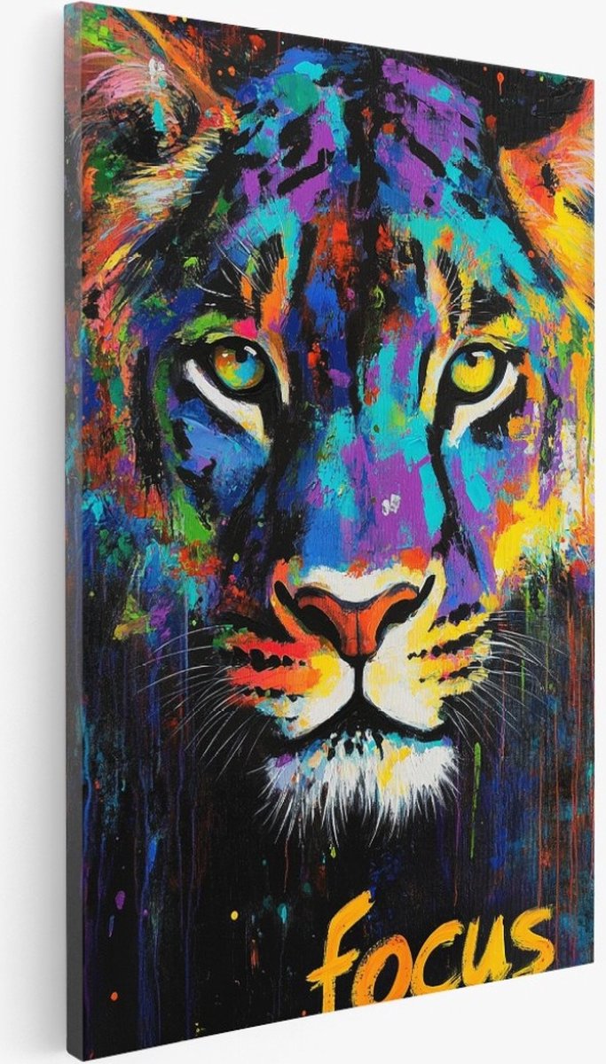 Saammp Canvas Schilderij - Tijger - Quote - Nederland - Dieren - Natuur - 75x100 - Foto op canvas - Wanddecoratie - Muurdecoratie Woonkamer - Slaapkamer decoratie - Canvas Print Multicolor