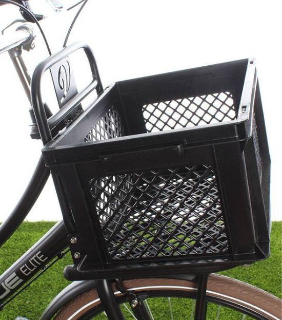 Foto: Tlrgolf stevige fietskrat fietsmand 40 x 30 x 20 fietskrat zwart stevig kunststof 25l