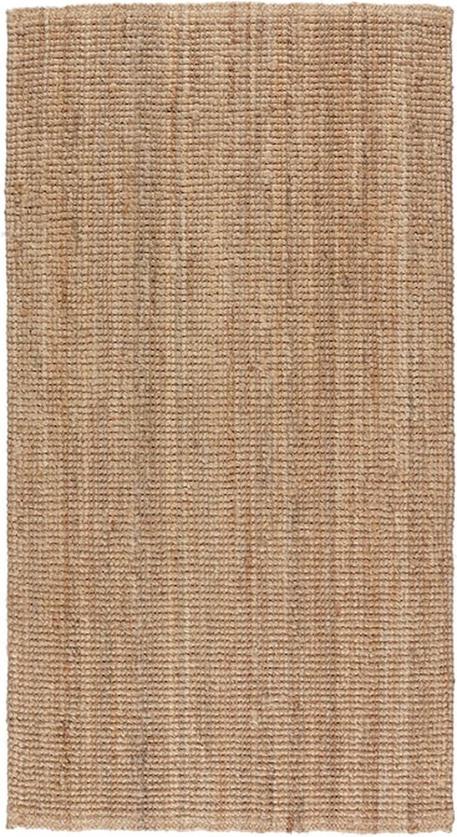 Vloerkleed natuurlijke jute in neutrale tinten - glad geweven - naturel - 80x150 cm incl Ondertapijt met antislipstrip, 70x140 cm
