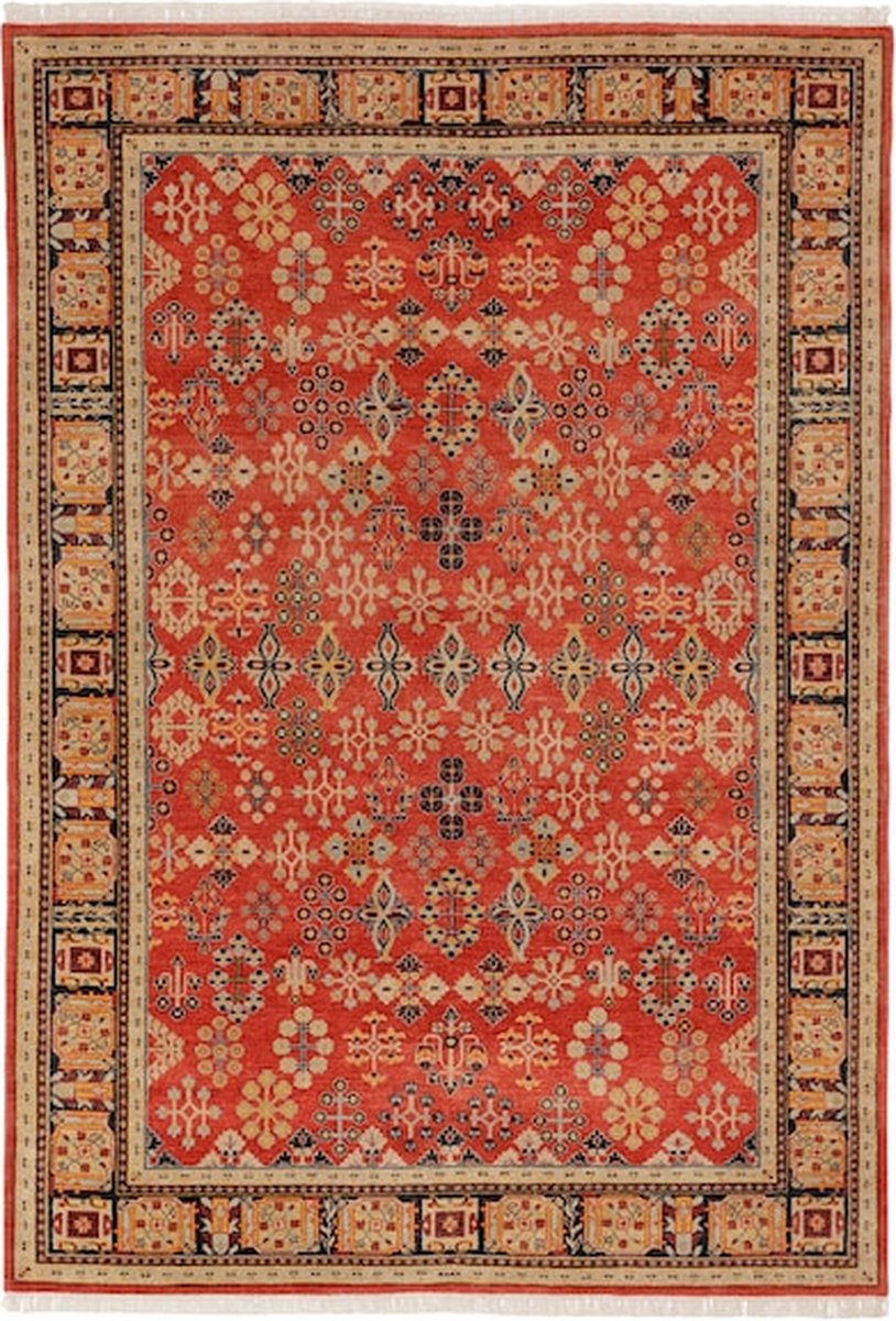 Traditionele PerzischeVloerkleed, laagpolig, rood bloemenpatroon- handgemaakt - 170x240 cm