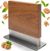 Coninx Vertico Messenblok Magnetisch - Messenmagneet - RVS Voet - Magneet Tweezijdig - Messenblok zonder messen - RVS / Walnoot