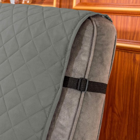 LEKEFETO Housse de fauteuil relax 1 place antidérapante, avec accoudoirs et poches, 53 x 190 cm, gris clair, housse de protection pour canapé et animaux domestiques