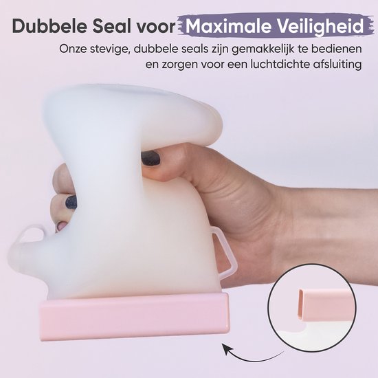 Mellons Renuva - Herbruikbare Moedermelk bewaarzakjes - 7 Stuks borstvoeding zakjes inclusief opberg bakje - Dubbele Zipsluiting en schenktuit - BPA-vrij van Mellons — afbeelding 4