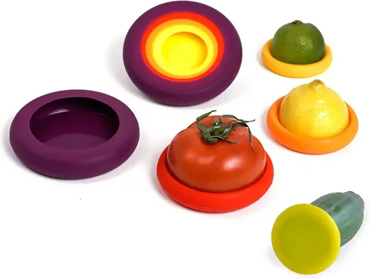 Food Huggers Set van 5 - Houdt Groente en Fruit Langer Vers - Herbruikbaar en BPA-vrij — cadeau in Koken & Dineren - foto 3
