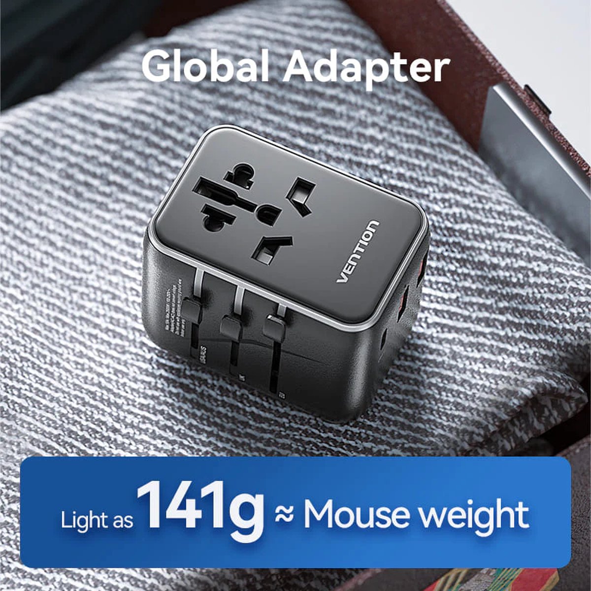 Vention 20W universal travel adapter 3-port USB