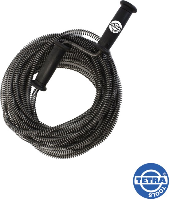 Zwarte spiraalveer met twee zwarte handvatten. Tetra Tools logo op het bovenste handvat.