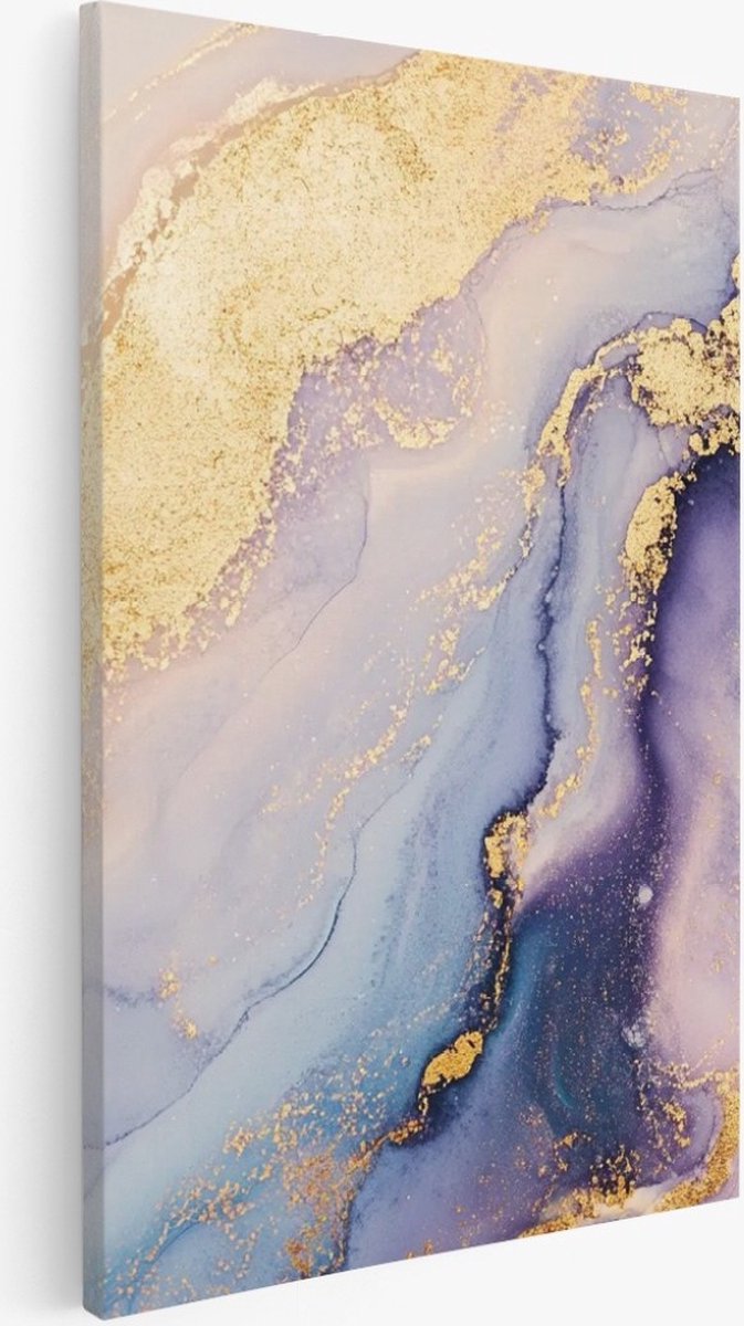 Saammp Canvas Schilderij - Marmer - Blauw - Abstract kunstwerk - 30x40 - Foto op canvas - Wanddecoratie - Muurdecoratie Woonkamer - Slaapkamer decoratie - Canvas Print Multicolor