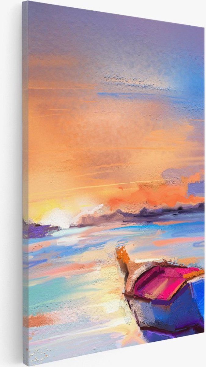 Saammp Canvas Schilderij - Boot - Abstract - 30x40 - Foto op canvas - Wanddecoratie - Muurdecoratie Woonkamer - Slaapkamer decoratie - Canvas Print Multicolor