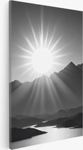 Saammp Canvas Schilderij - Zwart-wit - Natuur - Landschap - 30x40 - Foto op canvas - Wanddecoratie - Muurdecoratie Woonkamer - Slaapkamer decoratie - Canvas Print