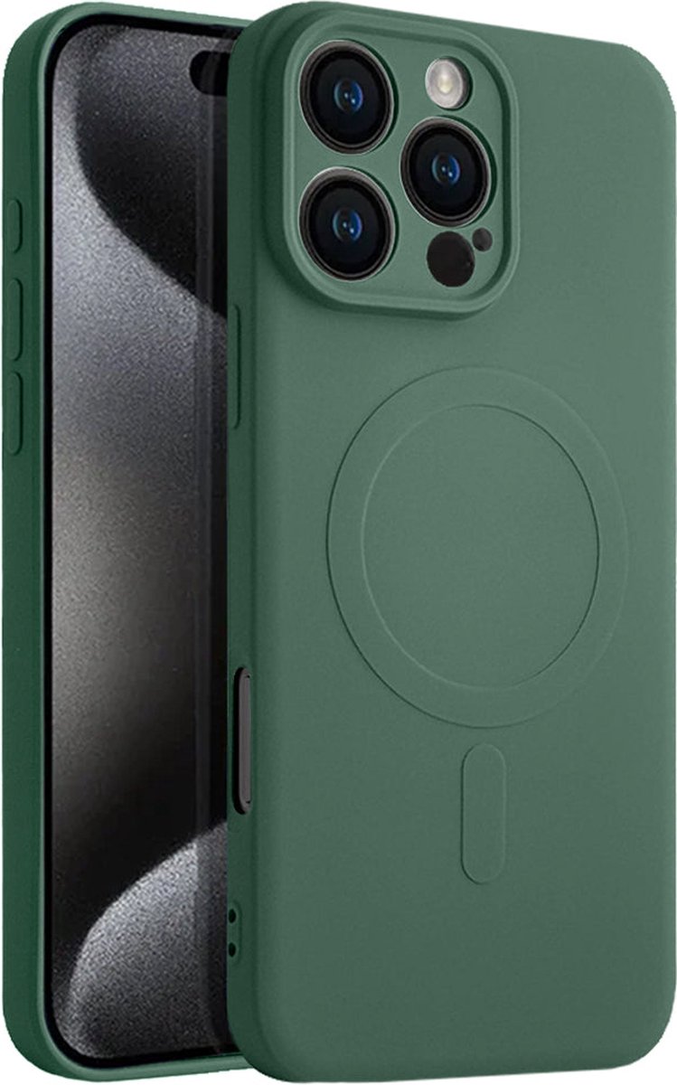 Casify Siliconen Hoesje geschikt voor MagSafe iPhone 16 Pro Max Hoesje - Legergroen