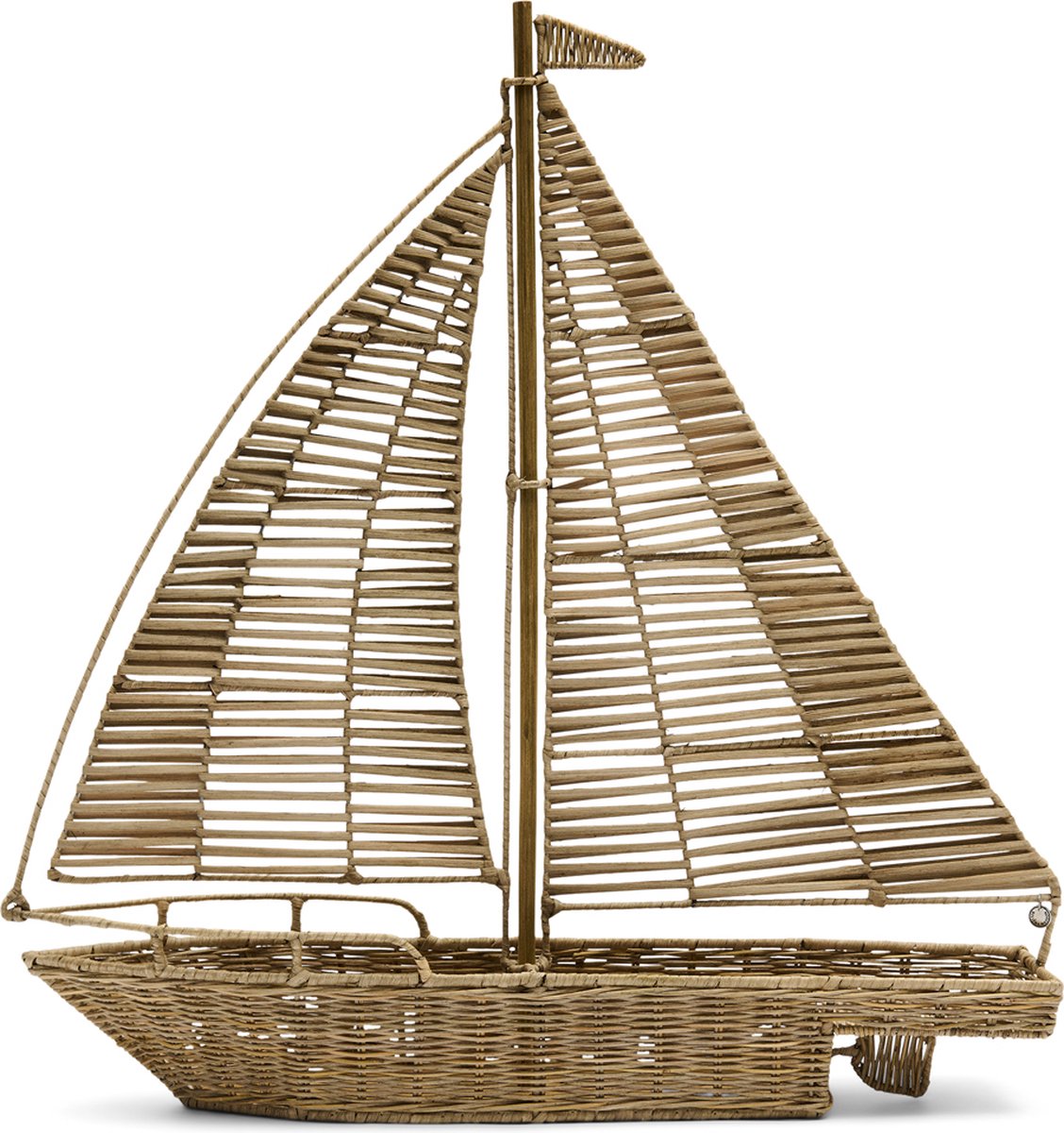 Riviera Maison Beeldje boot Naturel - Sculpture groot - Rattan, ijzer - (LxBxH) 65x15x69