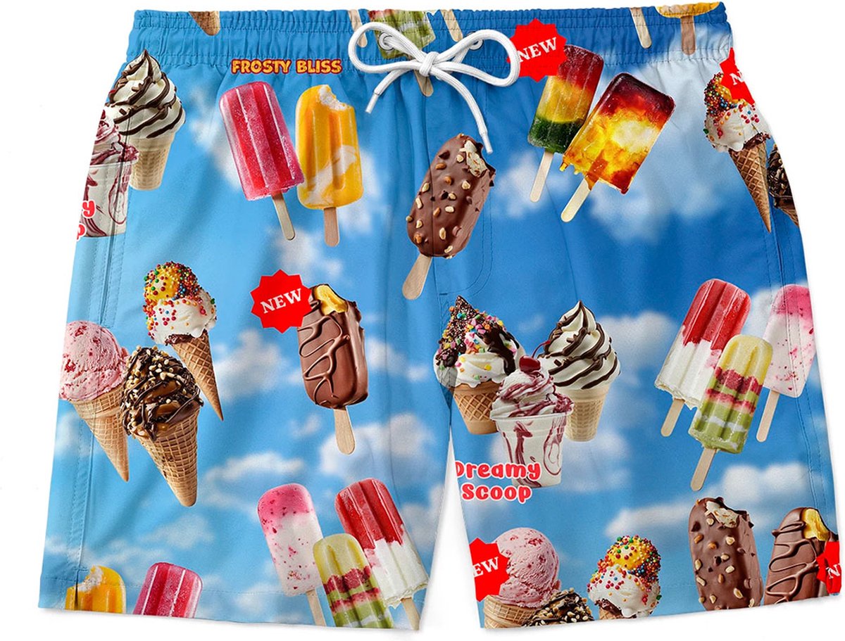 Zwembroek heren - Zwemshort - Foute party outfit - Mannen - Met ijsjes print - Maat XXL
