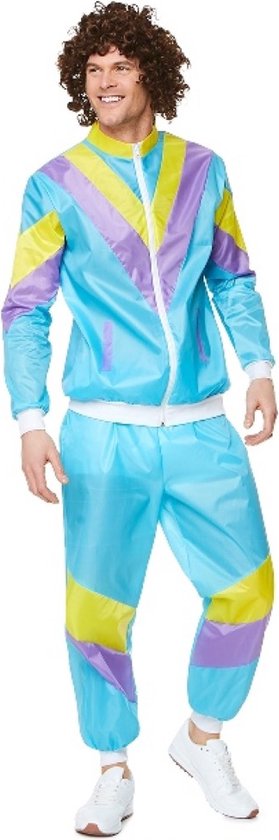 Karnival Costumes Verkleedkostuum Retro Trainingspak Heren Carnavalskleding Heren Carnaval Foute Party '80's '90's - Polyester - Maat XL - 2-Delig Jas/Broek